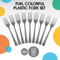 Heavy Duty Silver Plastic Forks | 100 Count