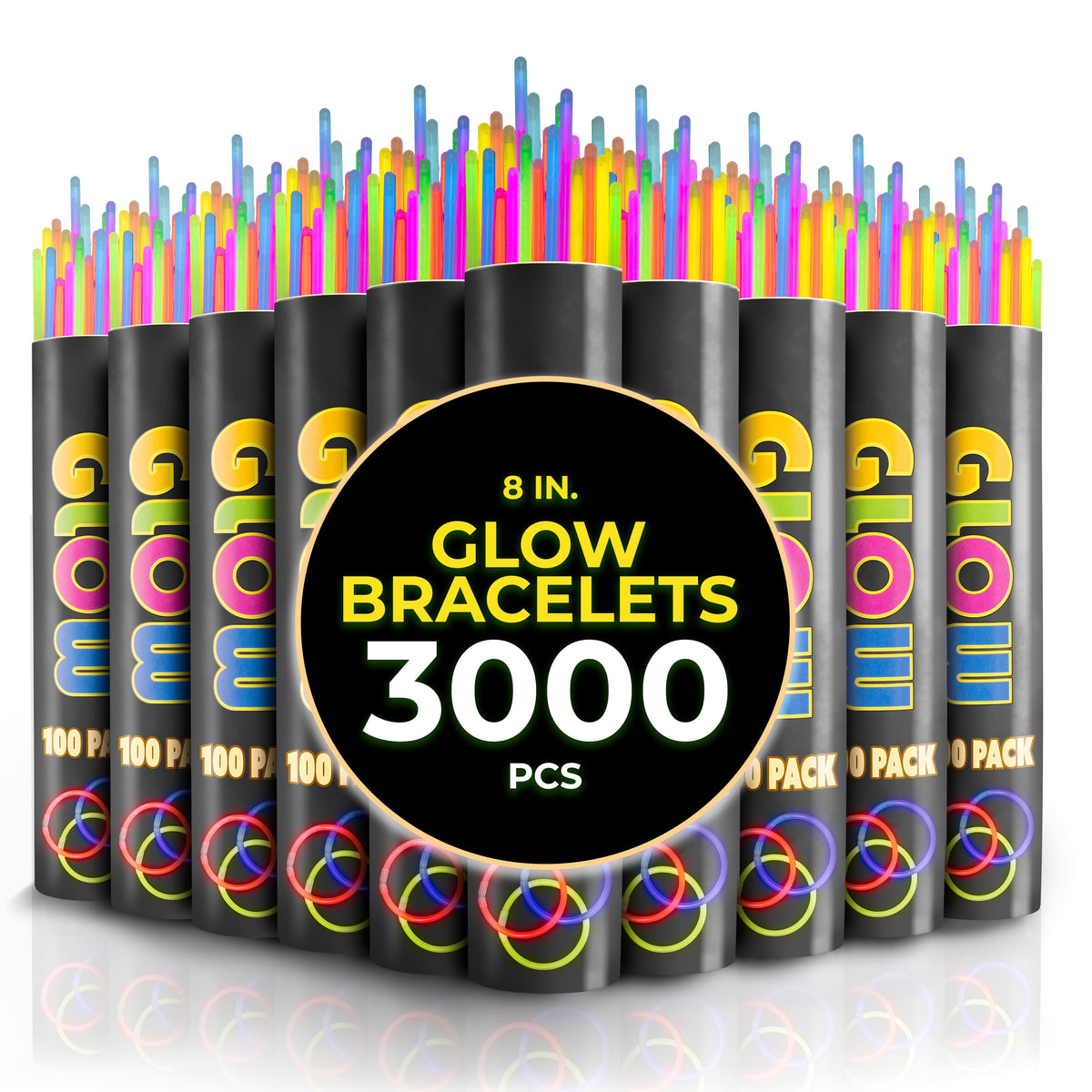 8 In. Assorted Glow Bracelets | Case of 3000