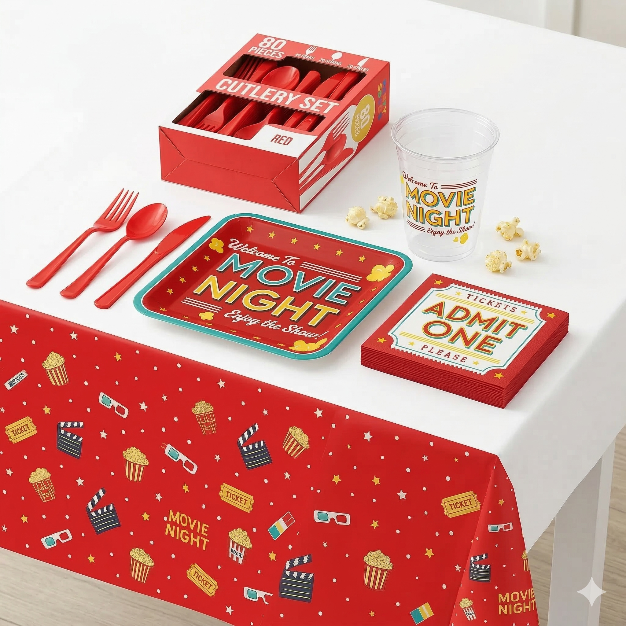161 Pcs Movie Night Party Kit | For 20 Guests