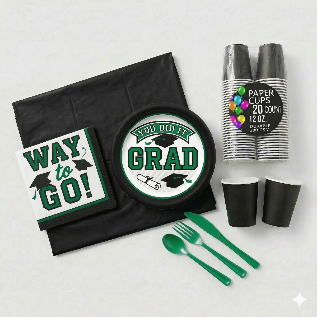 121 Pcs Evergreen "You Did It" Party Kit | For 40 Guests