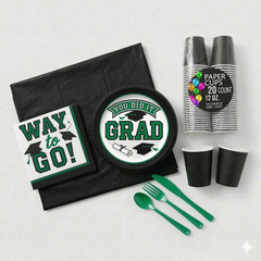 121 Pcs Evergreen "You Did It" Party Kit | For 40 Guests