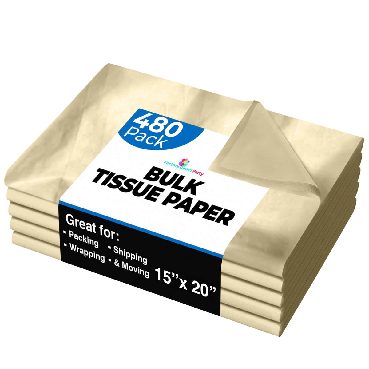 Gold Tissue Paper 15 In. x 20 In. | 480 Sheets