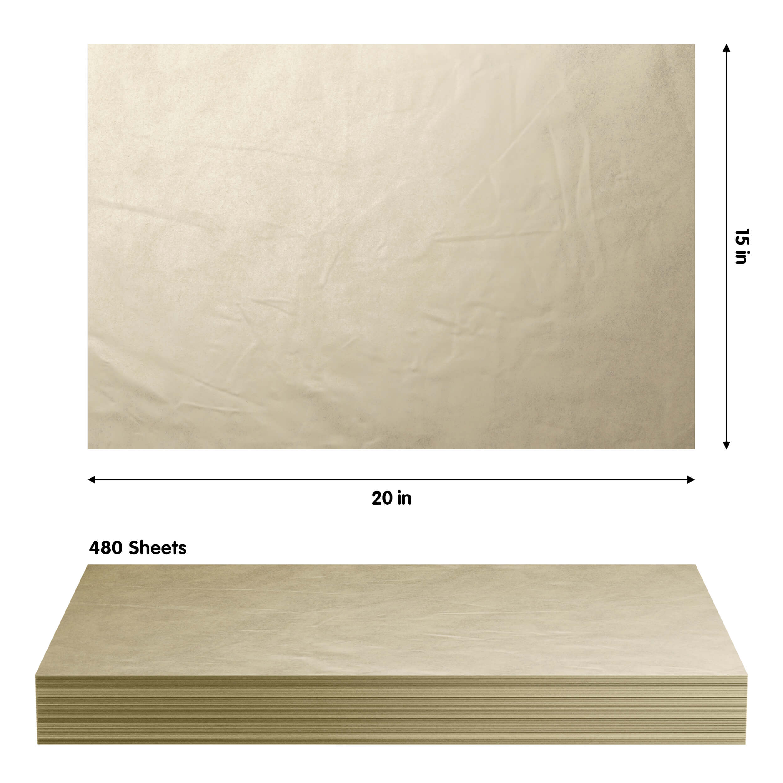 Gold Tissue Paper 15 In. x 20 In. | 480 Sheets