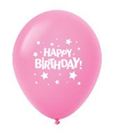 8ct, 12" Happy Birthday Fuchsia Balloon