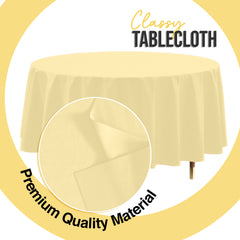 Premium Round Light Yellow Plastic Table Covers | 12 Pack | 84 in.