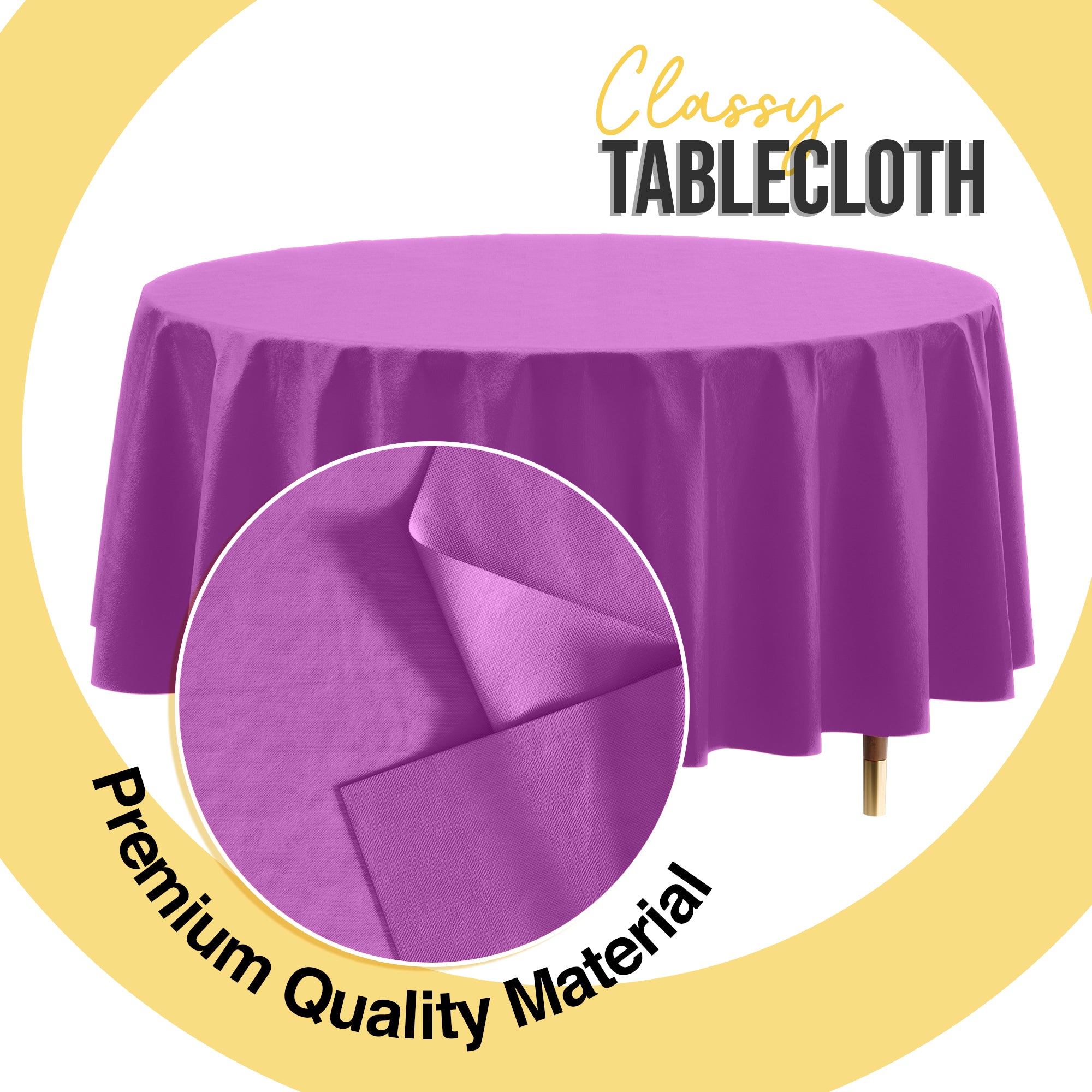Premium Round Magenta Plastic Table Covers | 12 Pack | 84 in.