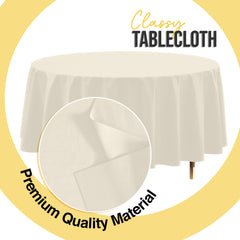 Premium Round Ivory Plastic Table Cover | 84 in. | Case of 96