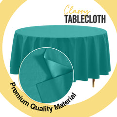 Premium Round Teal Plastic Table Covers | 12 Pack | 84 in.