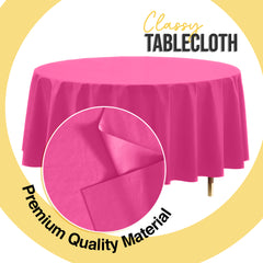 Premium Round Cerise Plastic Table Covers | 12 Pack | 84 in.