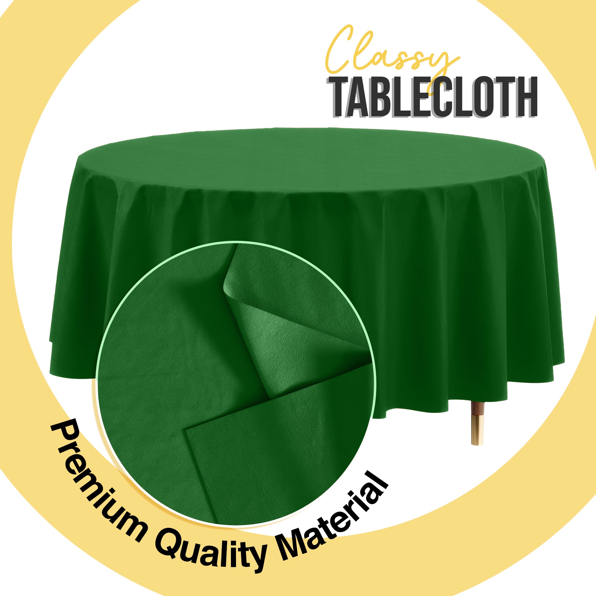 Premium Round Emerald Green Plastic Table Cover | 84 in. | Case of 96