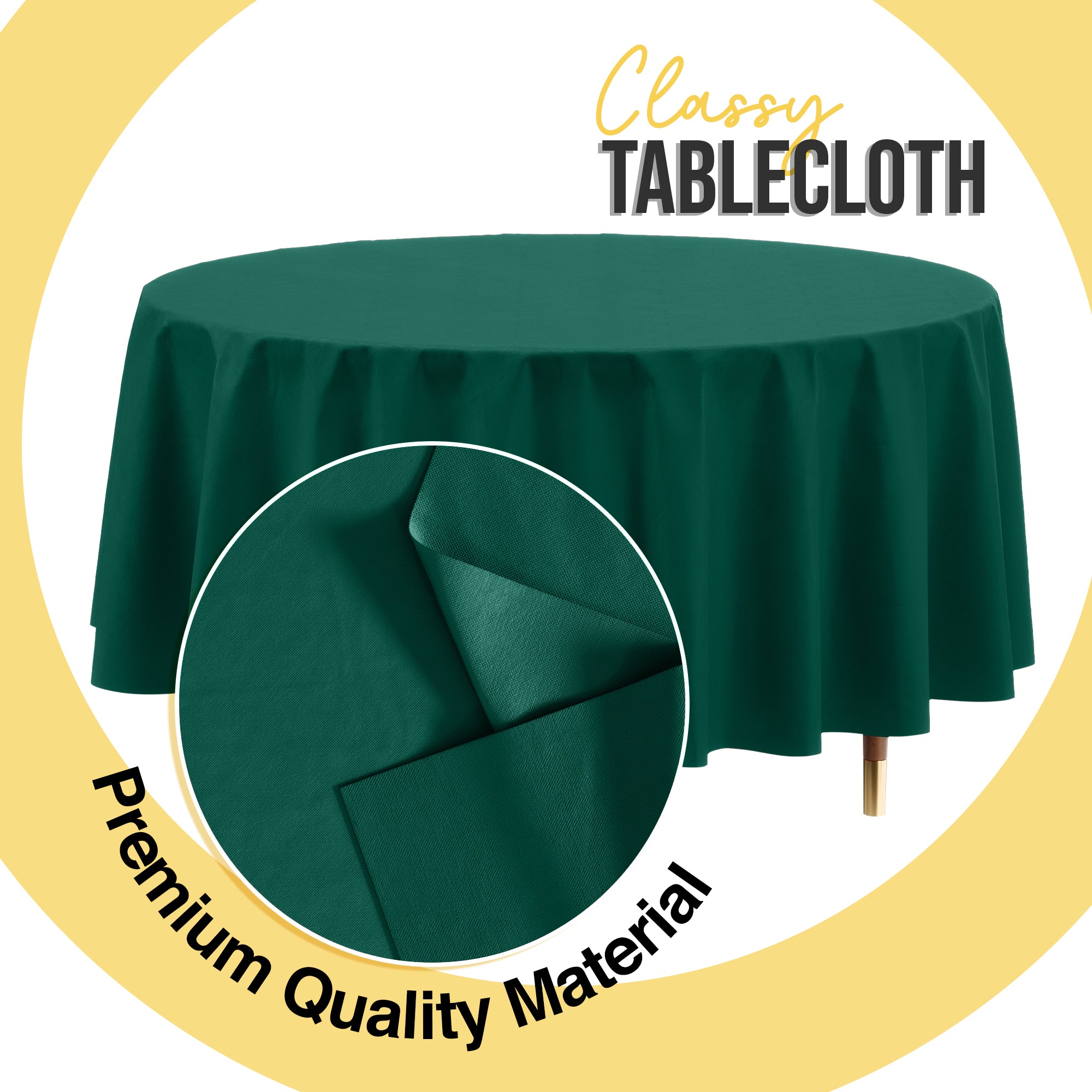 Premium Round Dark Green Plastic Table Covers | 6 Pack | 84 in.