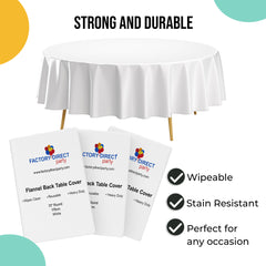 White Flannel Backed Plastic Table Cover 70 in. Round