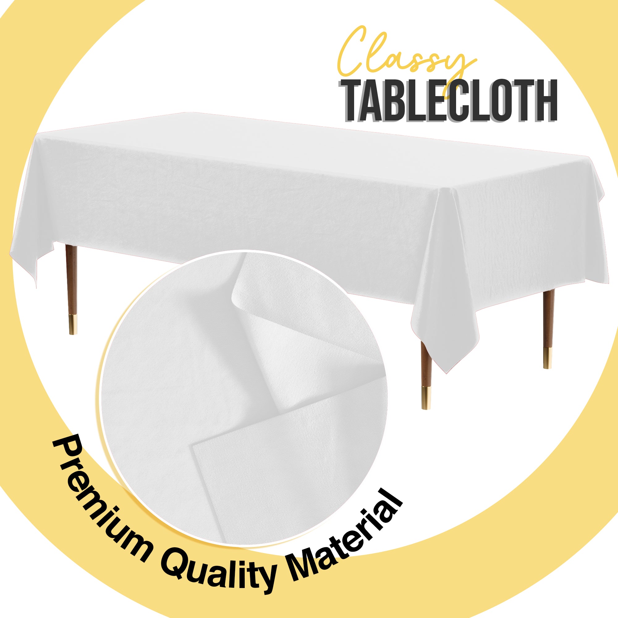 Premium White Plastic Table Covers | 6 Pack | 54 in. x 108 in.