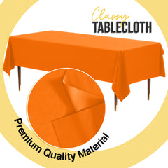 Premium Orange Plastic Table Covers | 6 Pack | 54 in. x 108 in.