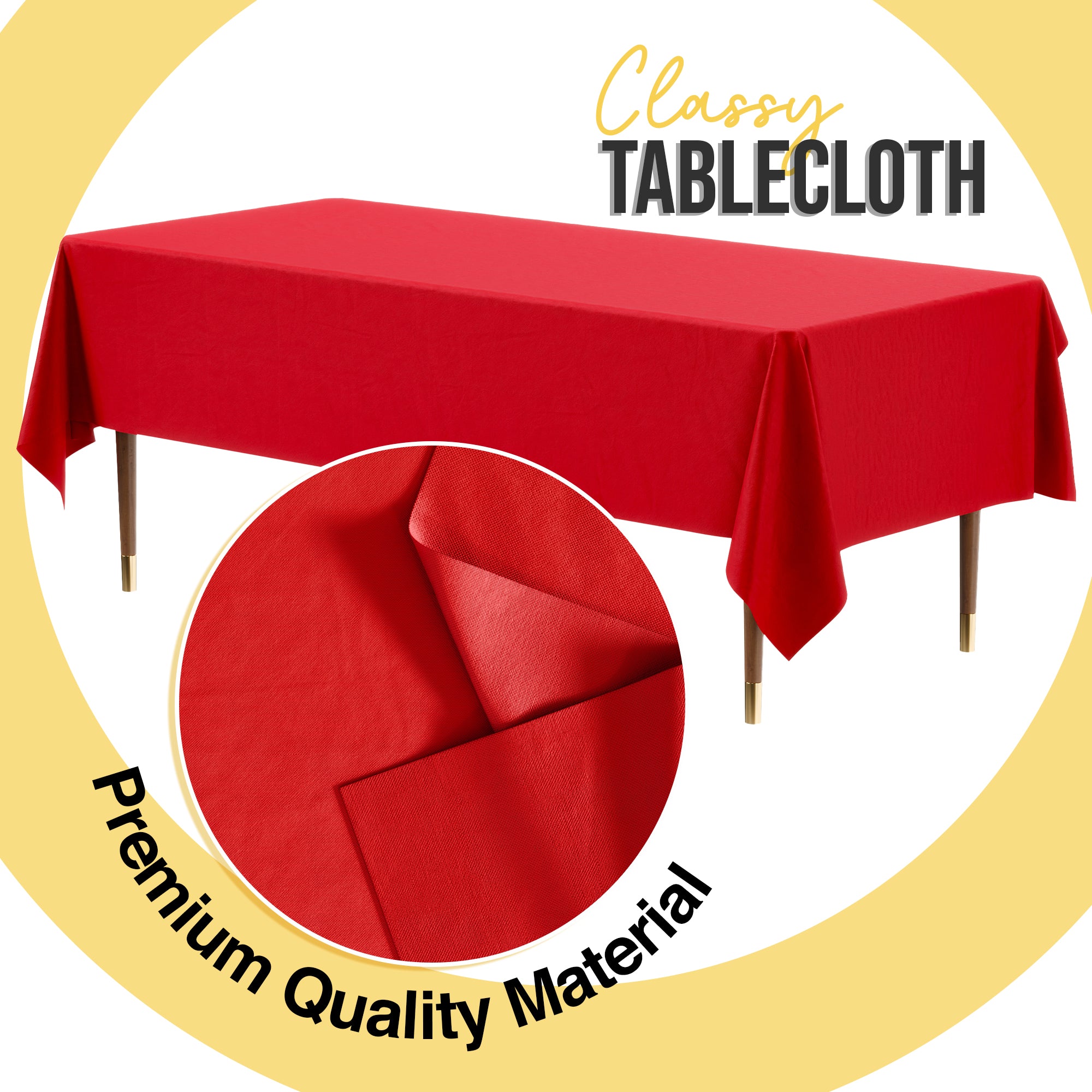Premium Red Plastic Table Covers | 6 Pack | 54 in. x 108 in.