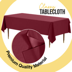 Premium Burgundy Plastic Table Covers | 6 Pack | 54 in. x 108 in.