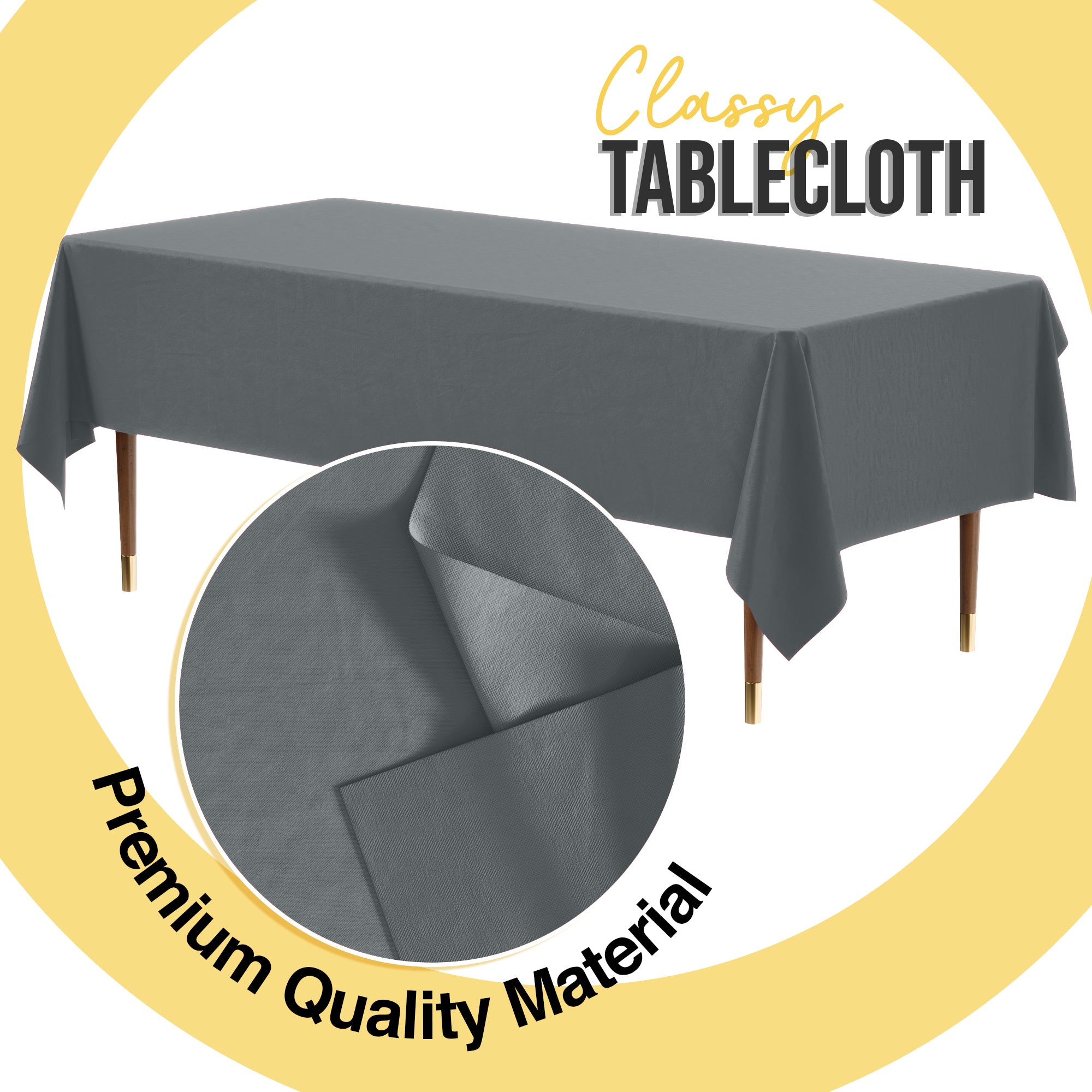 Premium Silver Plastic Table Covers | 6 Pack | 54 in. x 108 in.