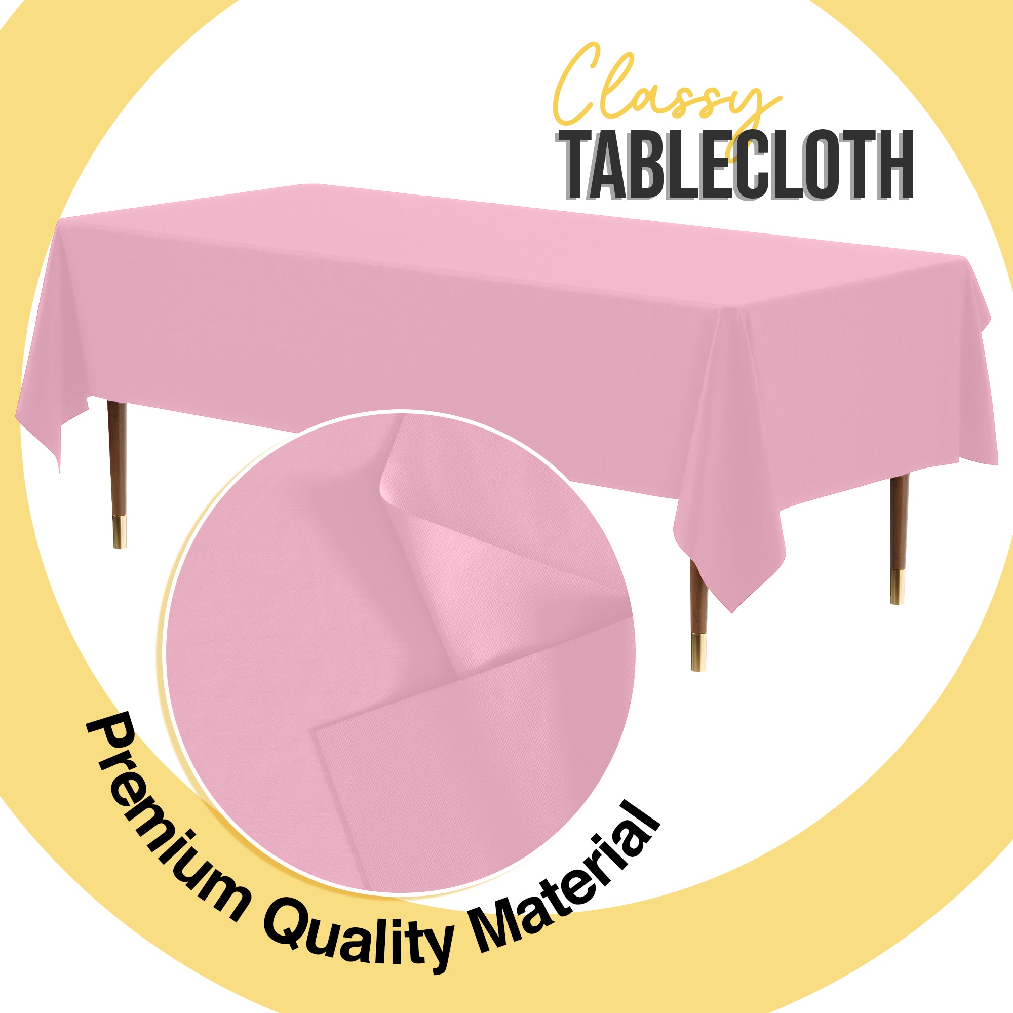 Premium Pink Plastic Table Covers | 6 Pack | 54 in. x 108 in.