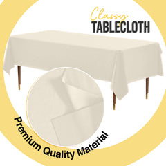 Premium Ivory Plastic Table Covers | 6 Pack | 54 in. x 108 in.