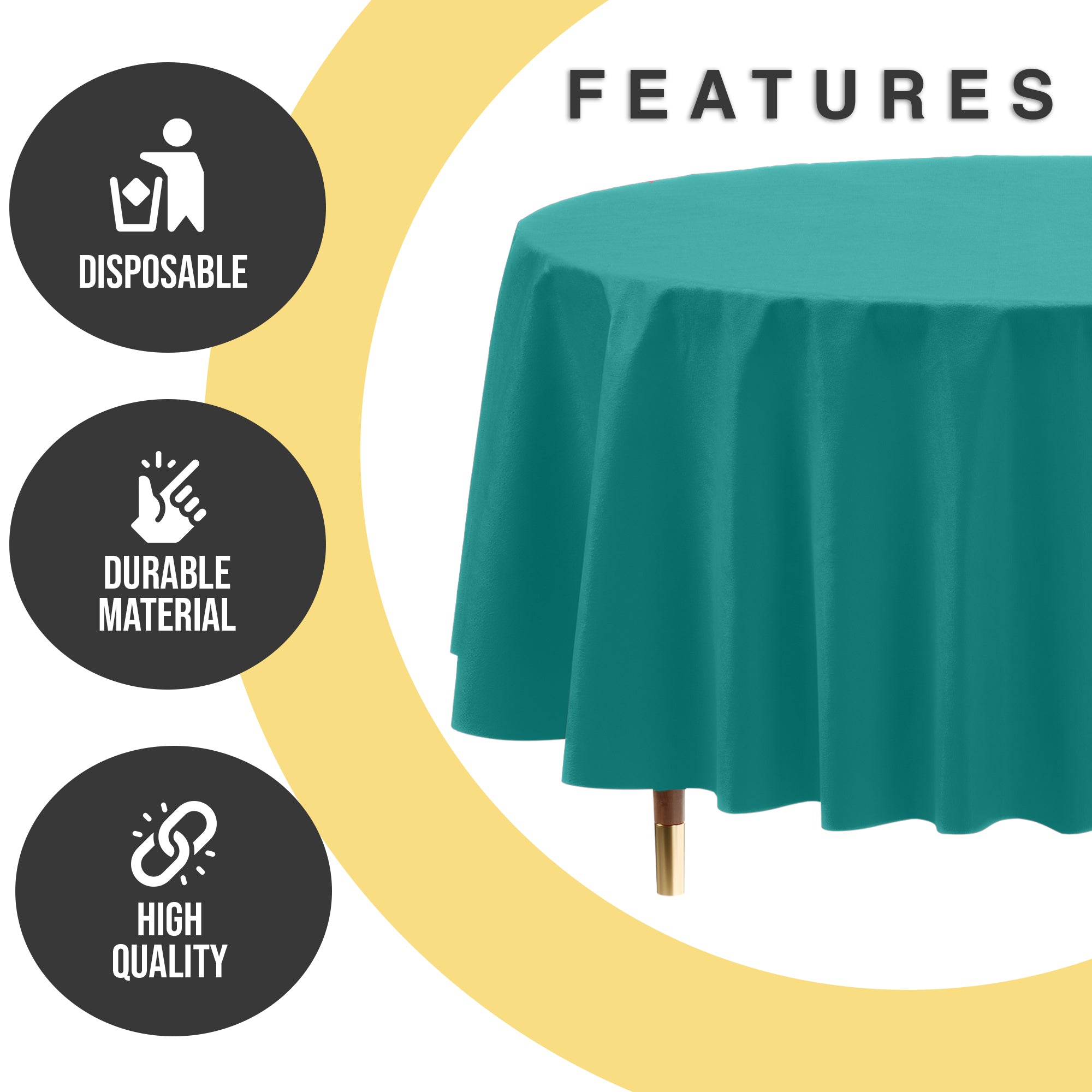 Premium Round Teal Plastic Table Covers | 6 Pack | 84 in.