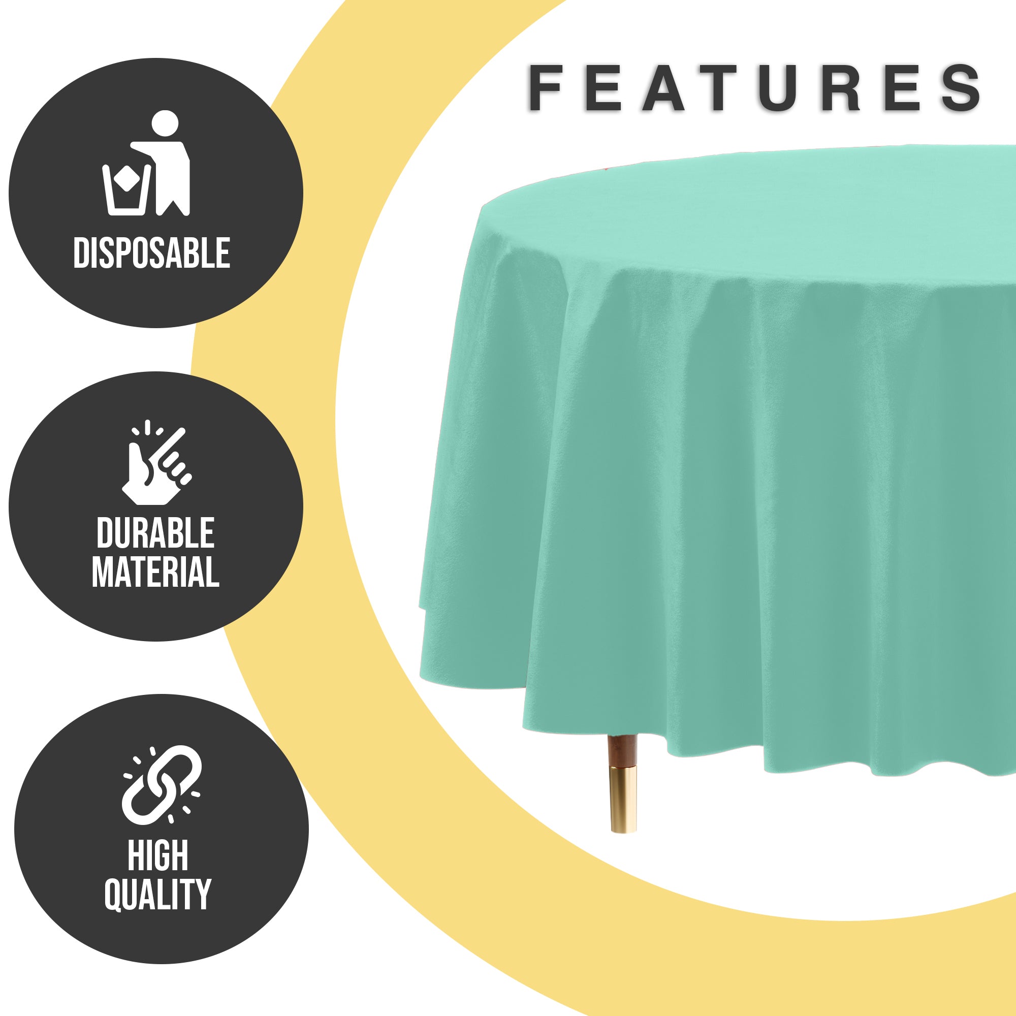 Premium Round Mint Plastic Table Cover | 84 in. | Case of 96