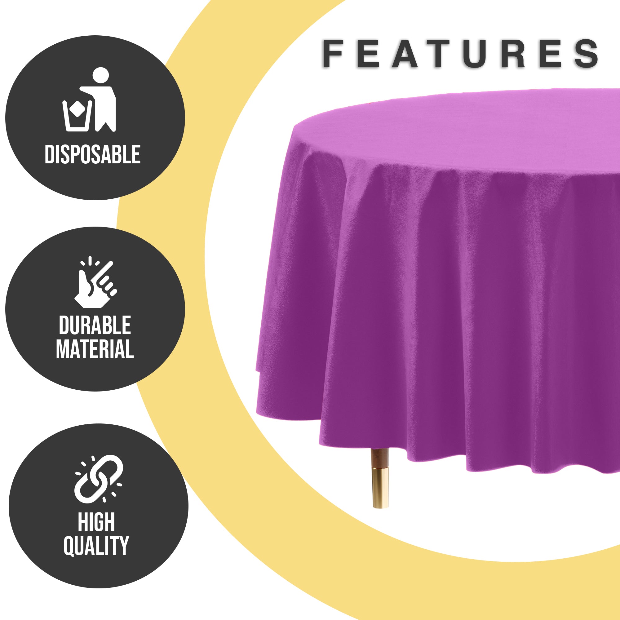 Premium Round Magenta Plastic Table Covers | 12 Pack | 84 in.