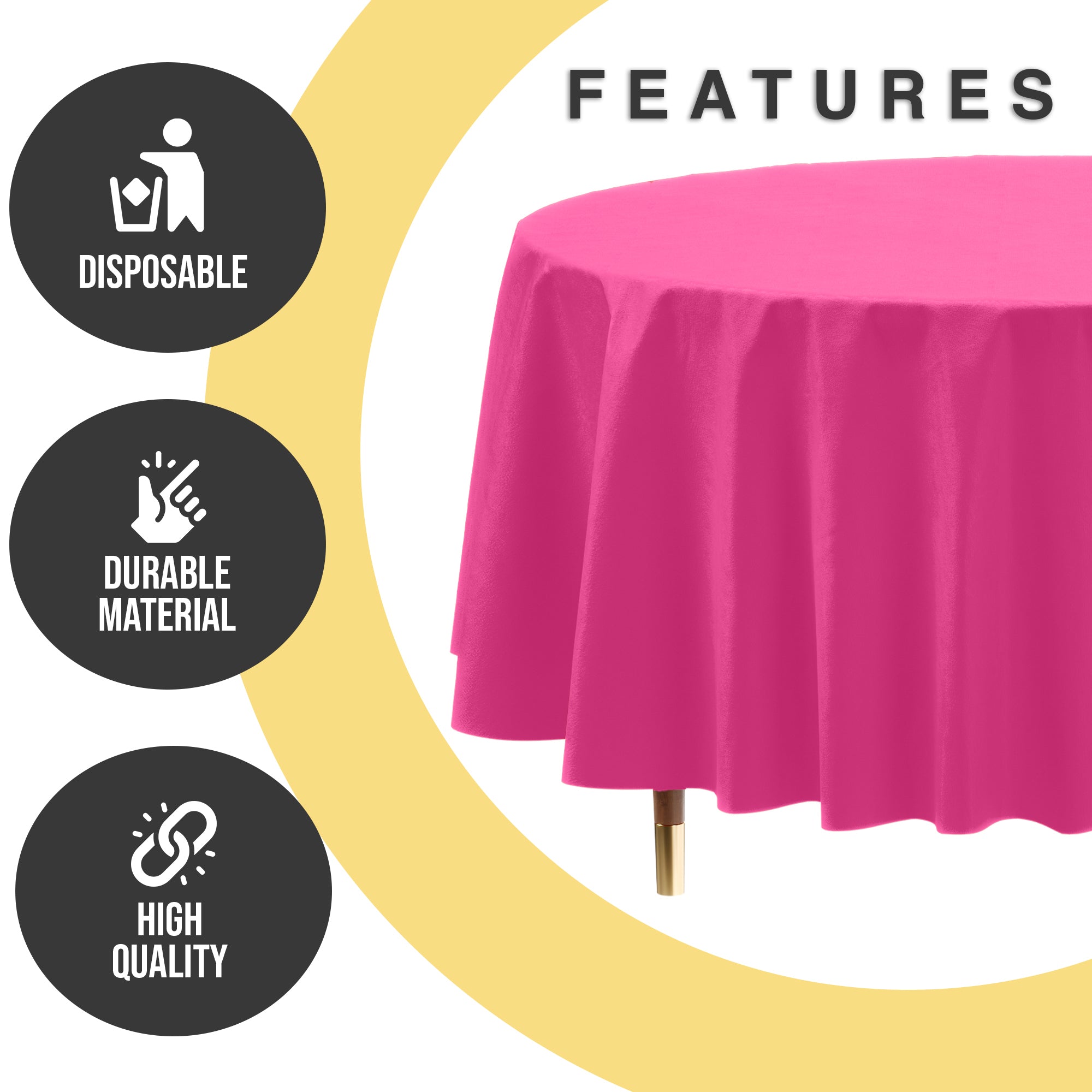 Premium Round Cerise Plastic Table Cover | 84 in. | Case of 96