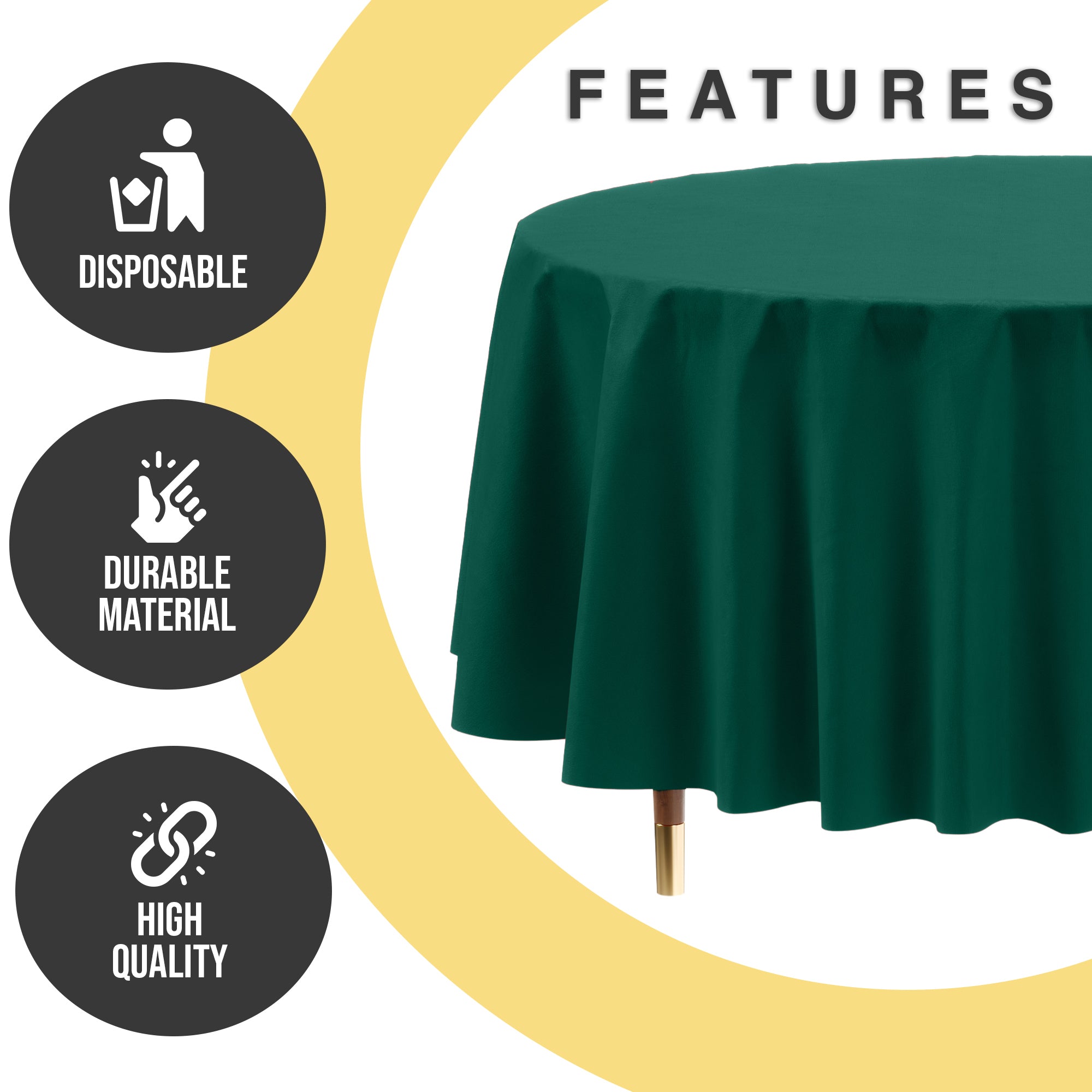 Premium Round Dark Green Plastic Table Covers | 12 Pack | 84 in.