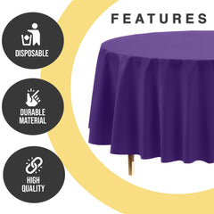 Premium Round Purple Plastic Table Covers | 6 Pack | 84 in.