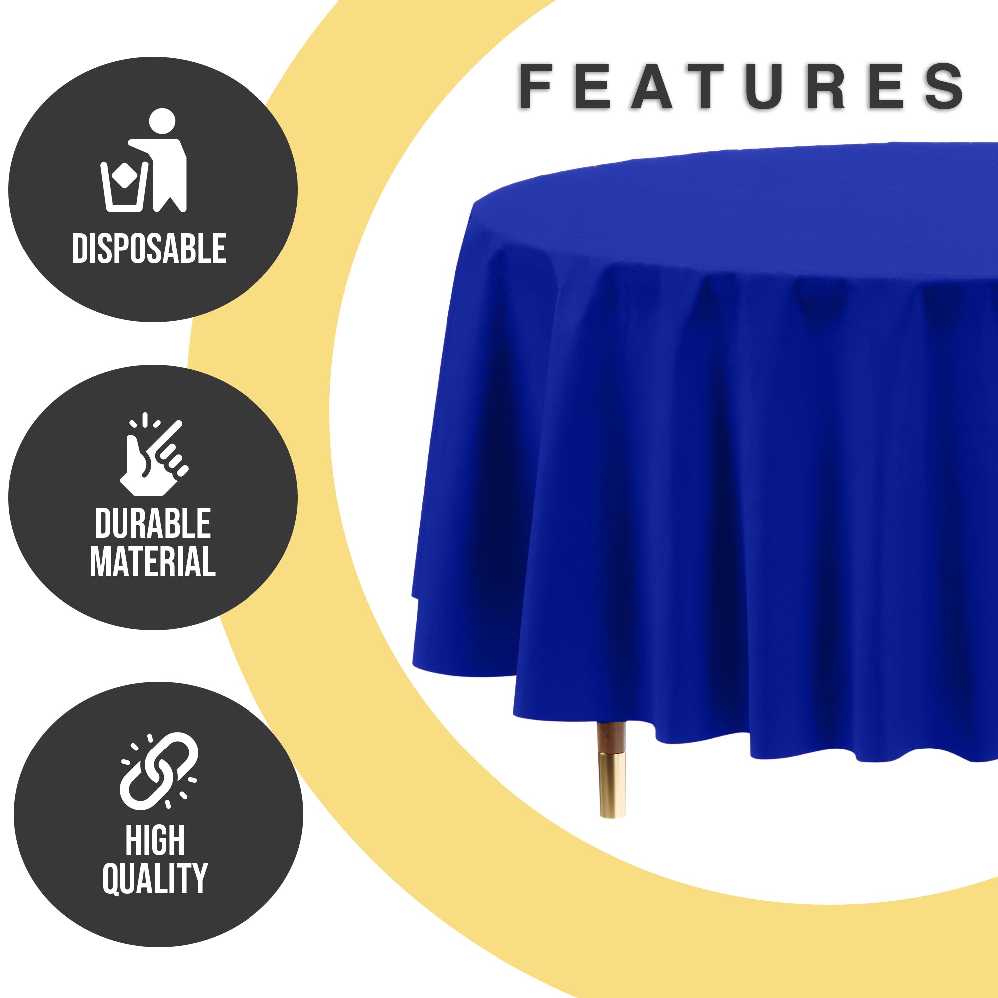 Premium Round Dark Blue Plastic Table Covers | 6 Pack | 84 in.