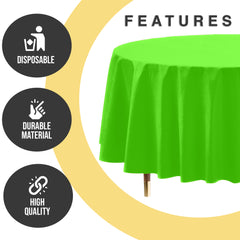 Premium Round Lime Green Plastic Table Covers | 6 Pack | 84 in.