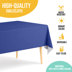 Dark Blue Flannel Backed Plastic Table Cover 54 in. x 70 in.