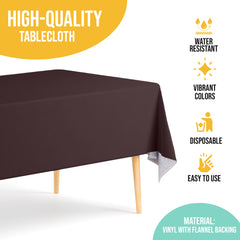 Brown Flannel Backed Plastic Table Cover 54 in. x 108 in.