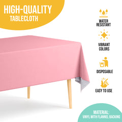 Pink Flannel Backed Plastic Table Cover  | 54 in. x 108 in.