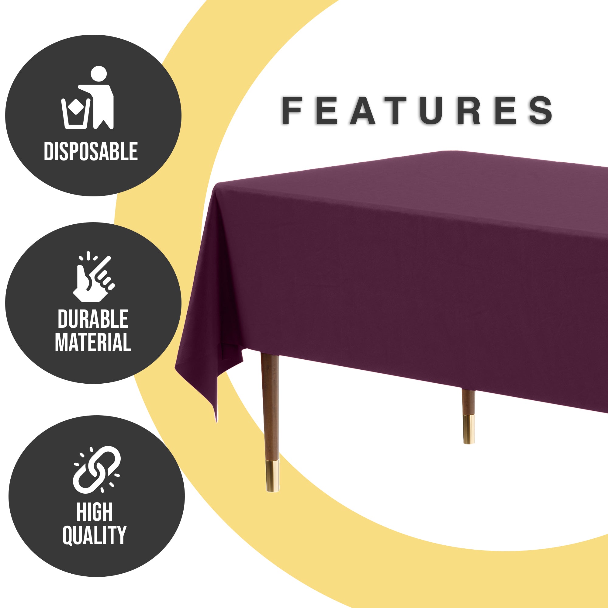 Premium Plum Plastic Table Covers | 6 Pack | 54 in. x 108 in.