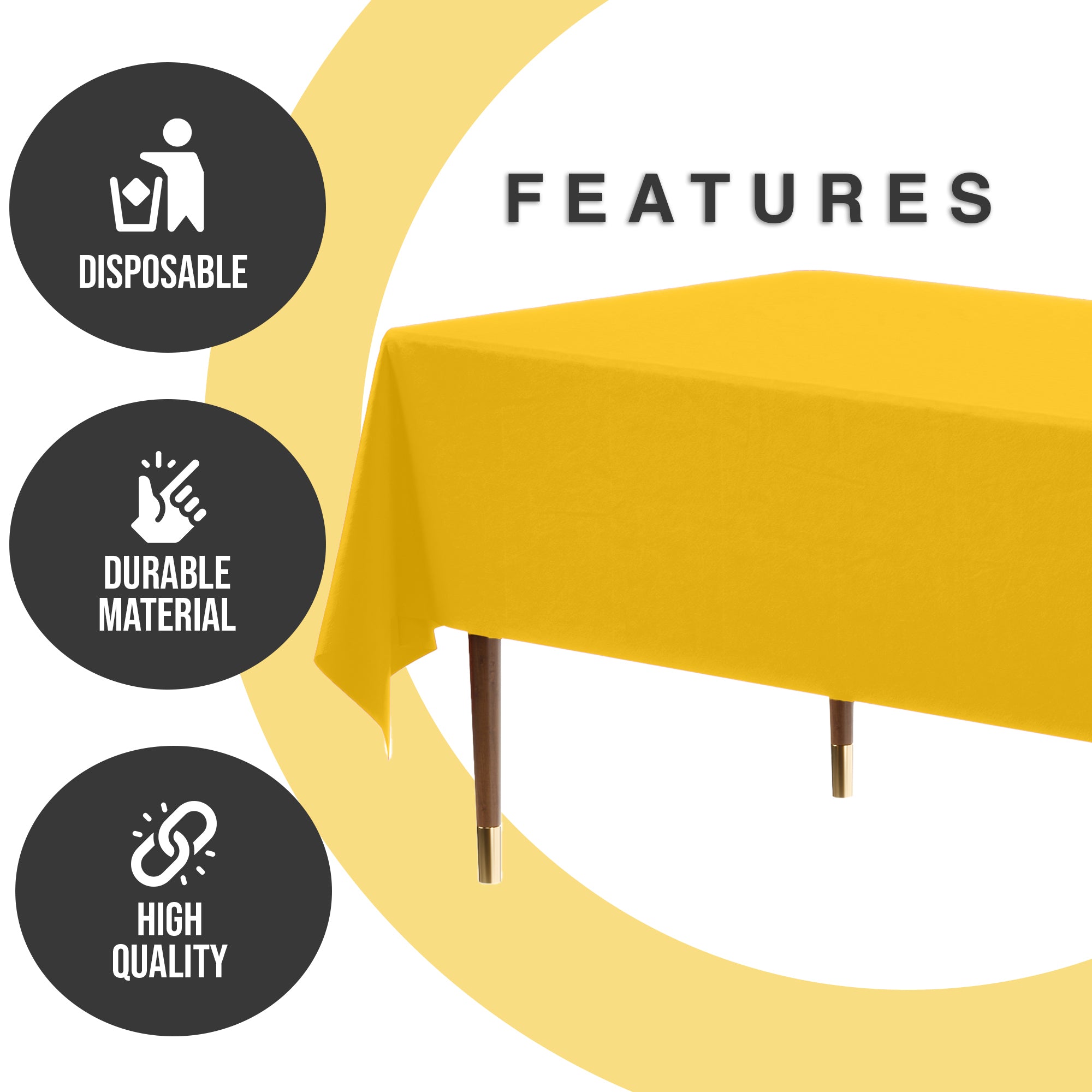 Premium Yellow Plastic Table Covers | 6 Pack | 54 in. x 108 in.