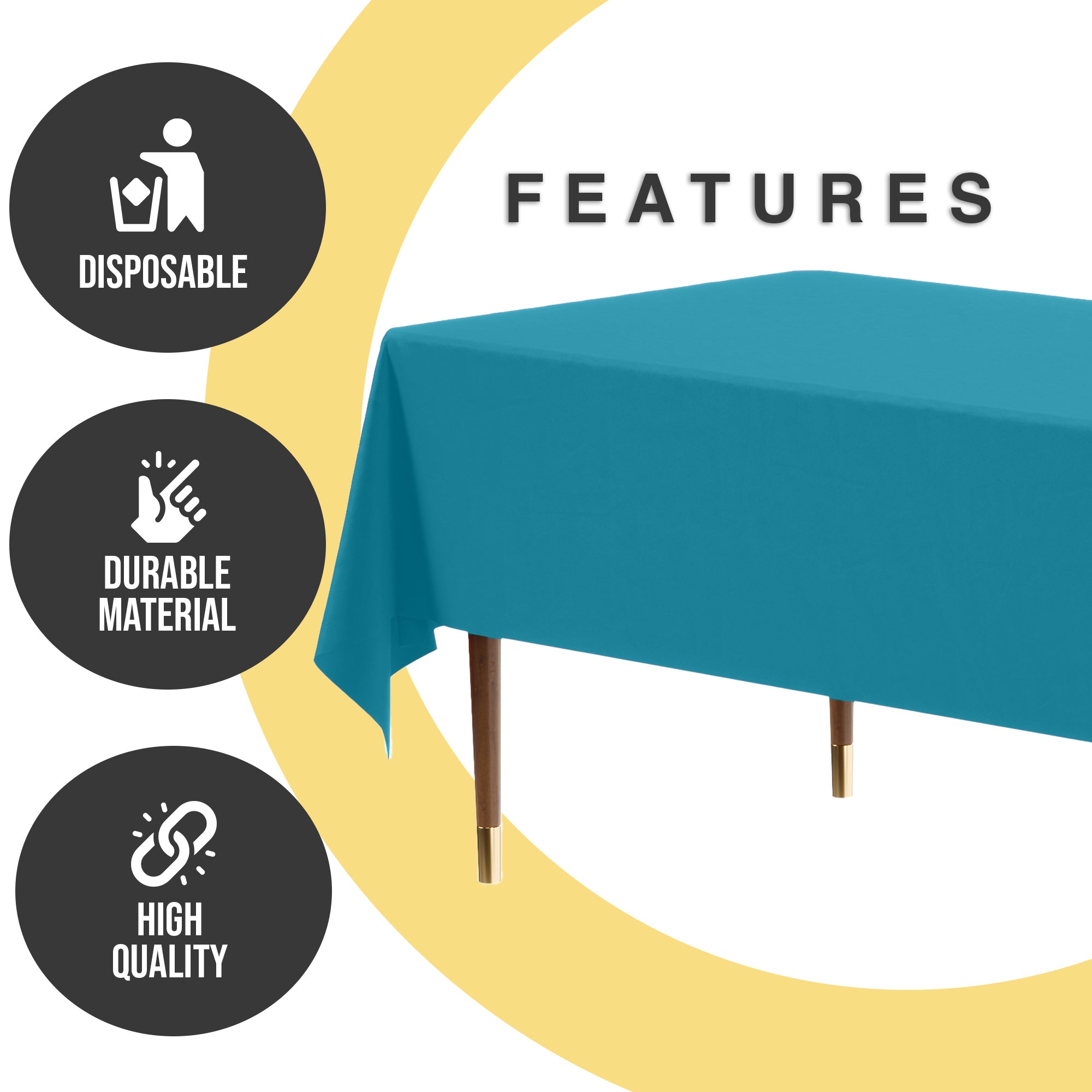 Premium Turquoise Plastic Table Covers | 6 Pack | 54 in. x 108 in.