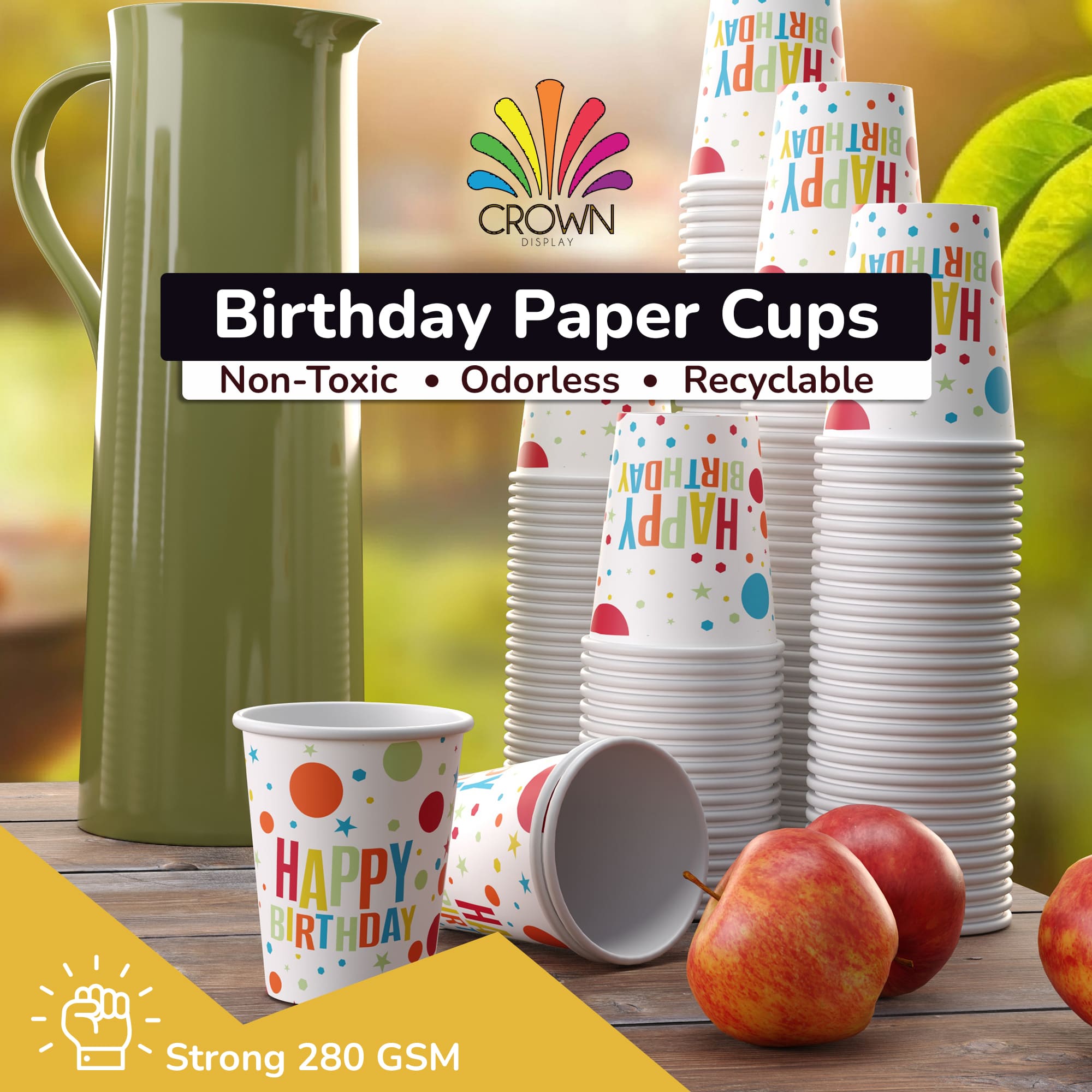 9 oz. Birthday Print Paper Cups - 50 Ct.| Case of 20