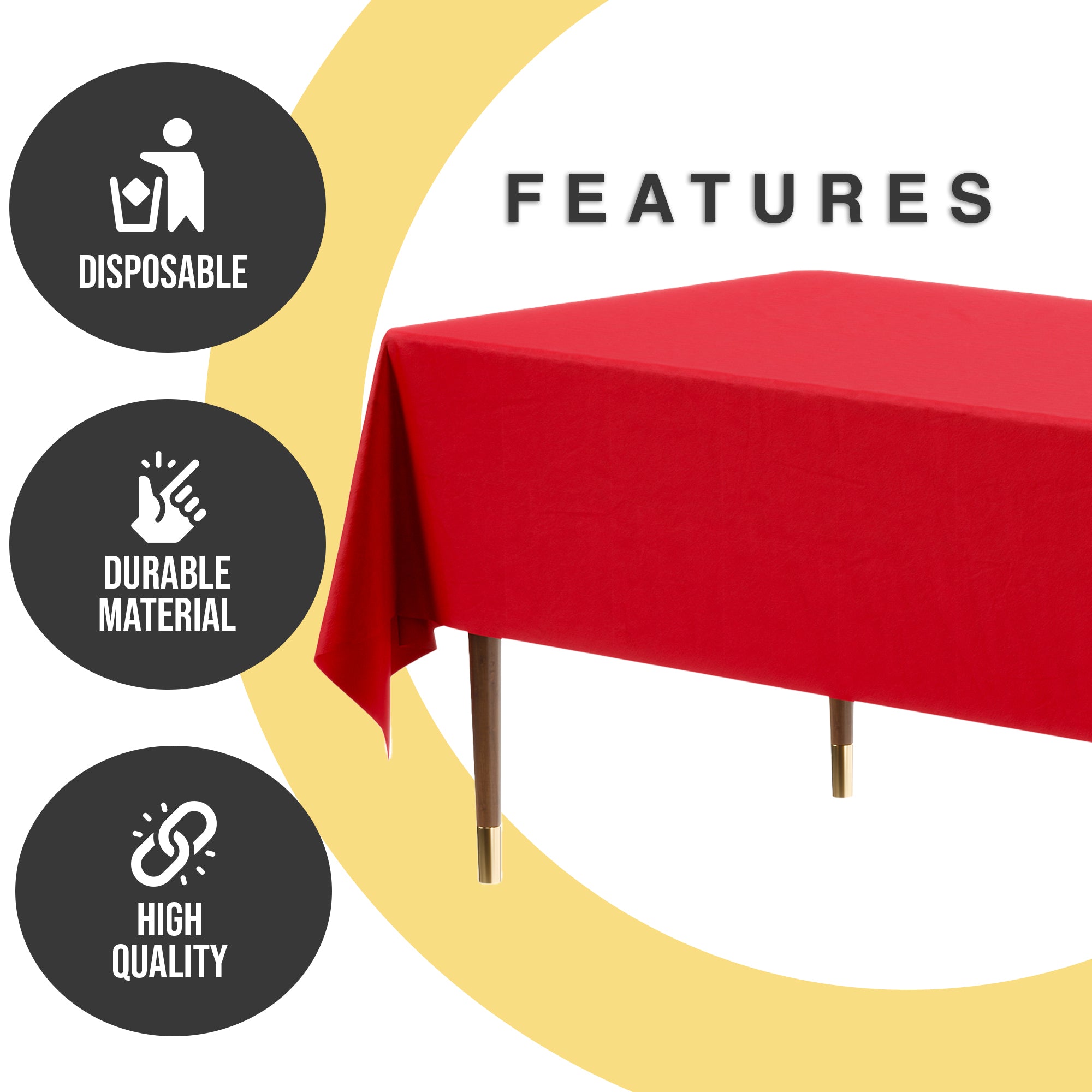 Premium Red Plastic Table Covers | 6 Pack | 54 in. x 108 in.