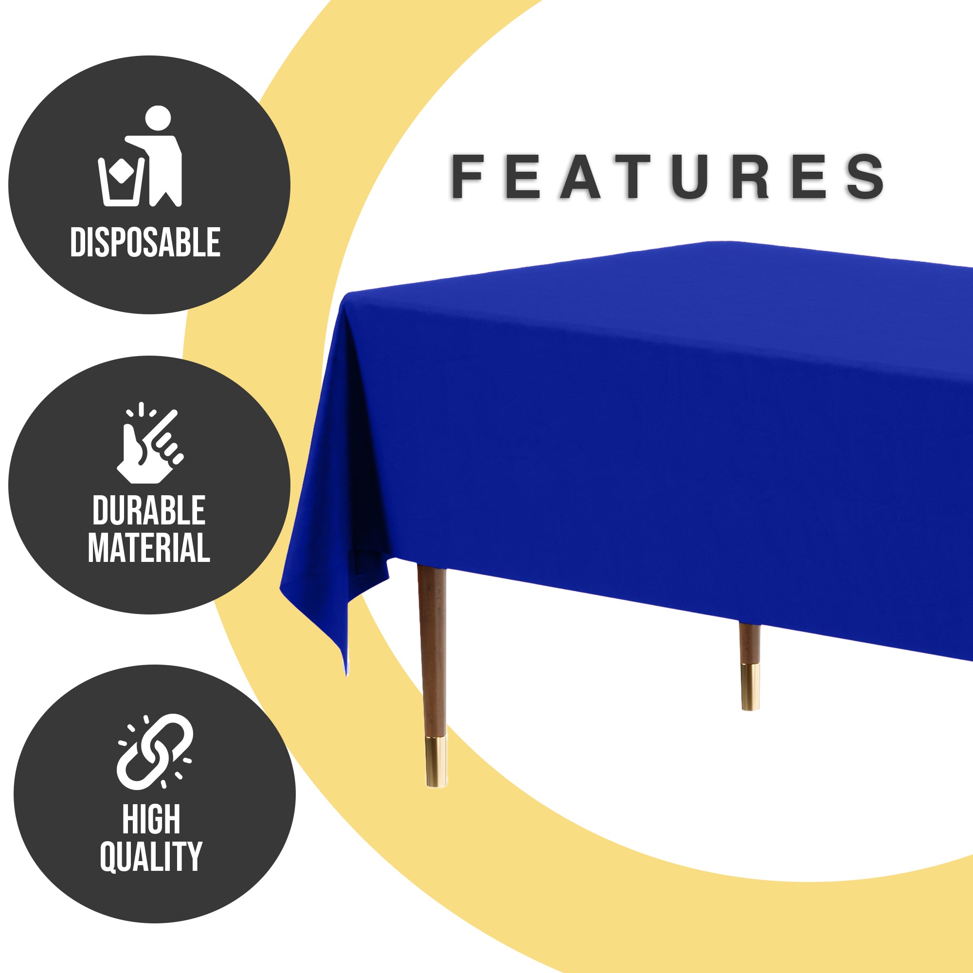 Premium Dark Blue Plastic Table Covers | 6 Pack | 54 in. x 108 in.