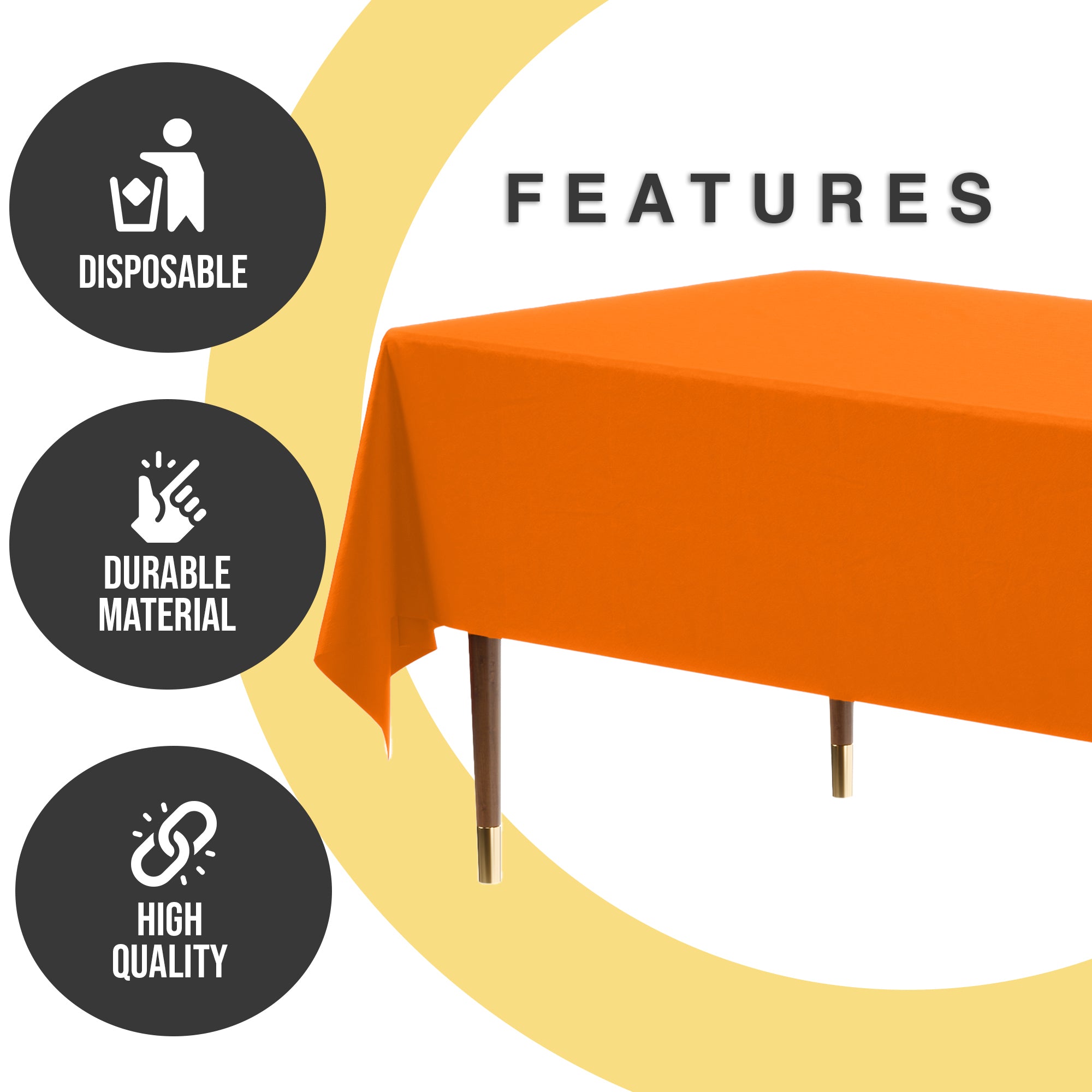 Premium Orange Plastic Table Covers | 6 Pack | 54 in. x 108 in.