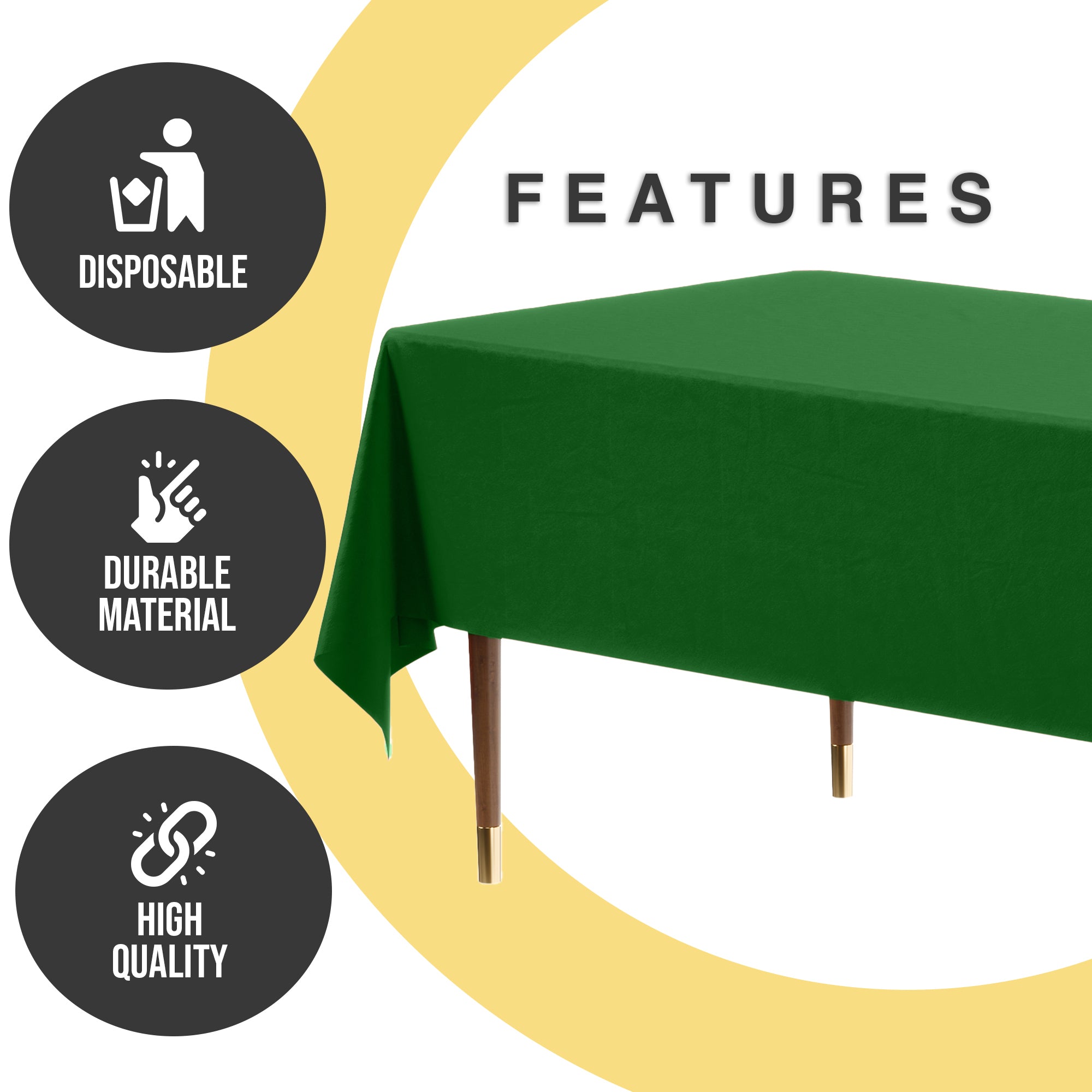 Premium Emerald Green Plastic Table Covers | 6 Pack | 54 in. x 108 in.