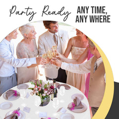 Premium Round White Plastic Table Covers | 6 Pack | 84 in.
