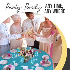 Premium Round Turquoise Plastic Table Cover | 84 in. | Case of 96