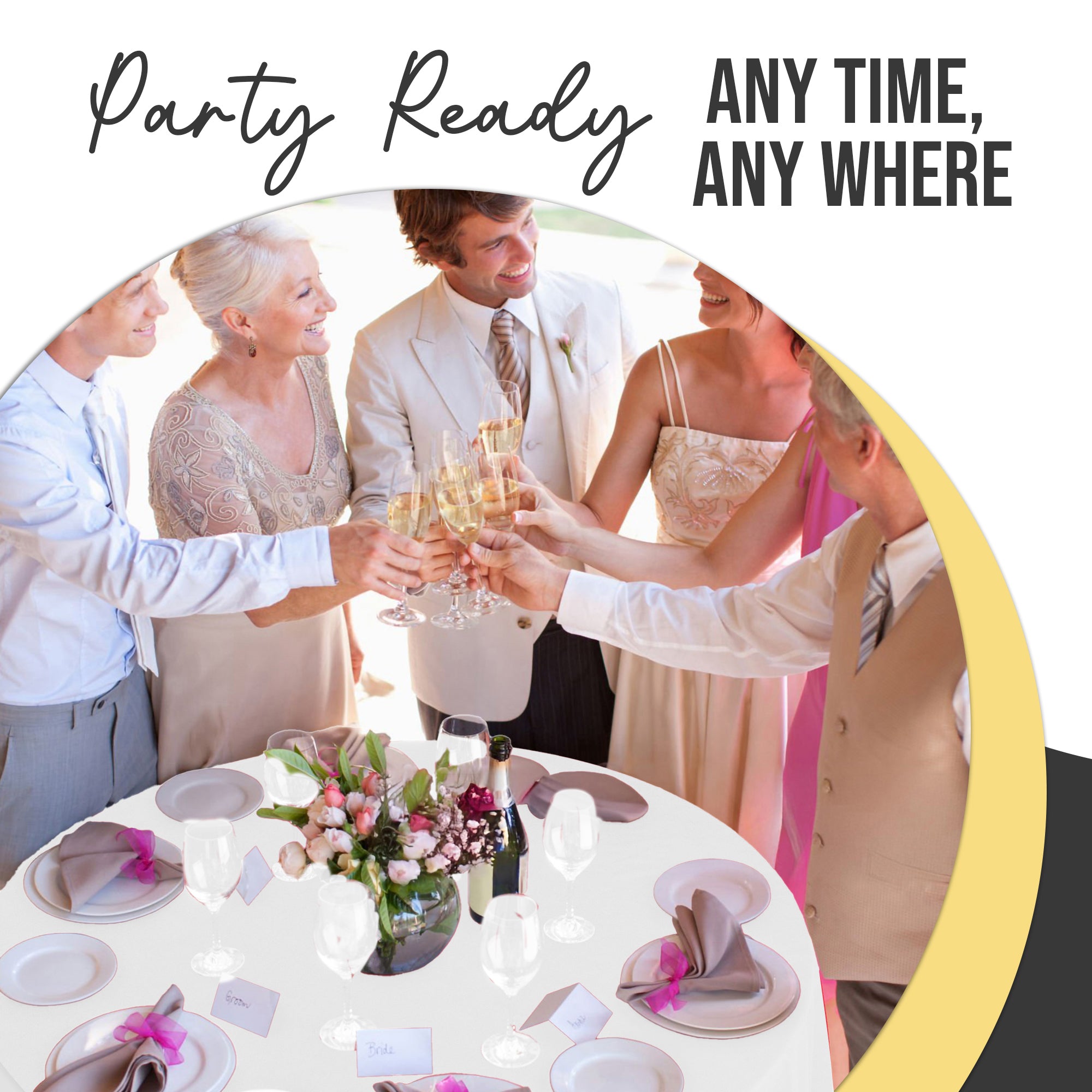 Premium Round White Plastic Table Covers | 12 Pack | 84 in.