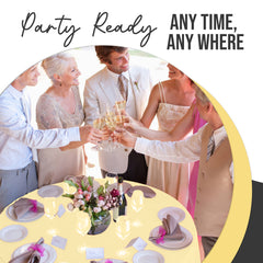 Premium Round Light Yellow Plastic Table Covers | 6 Pack | 84 in.