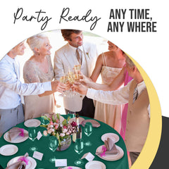 Premium Round Dark Green Plastic Table Covers | 6 Pack | 84 in.