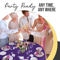Premium Round Purple Plastic Table Covers | 6 Pack | 84 in.