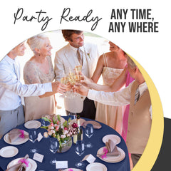 Premium Round Navy Blue Plastic Table Covers | 6 Pack | 84 in.