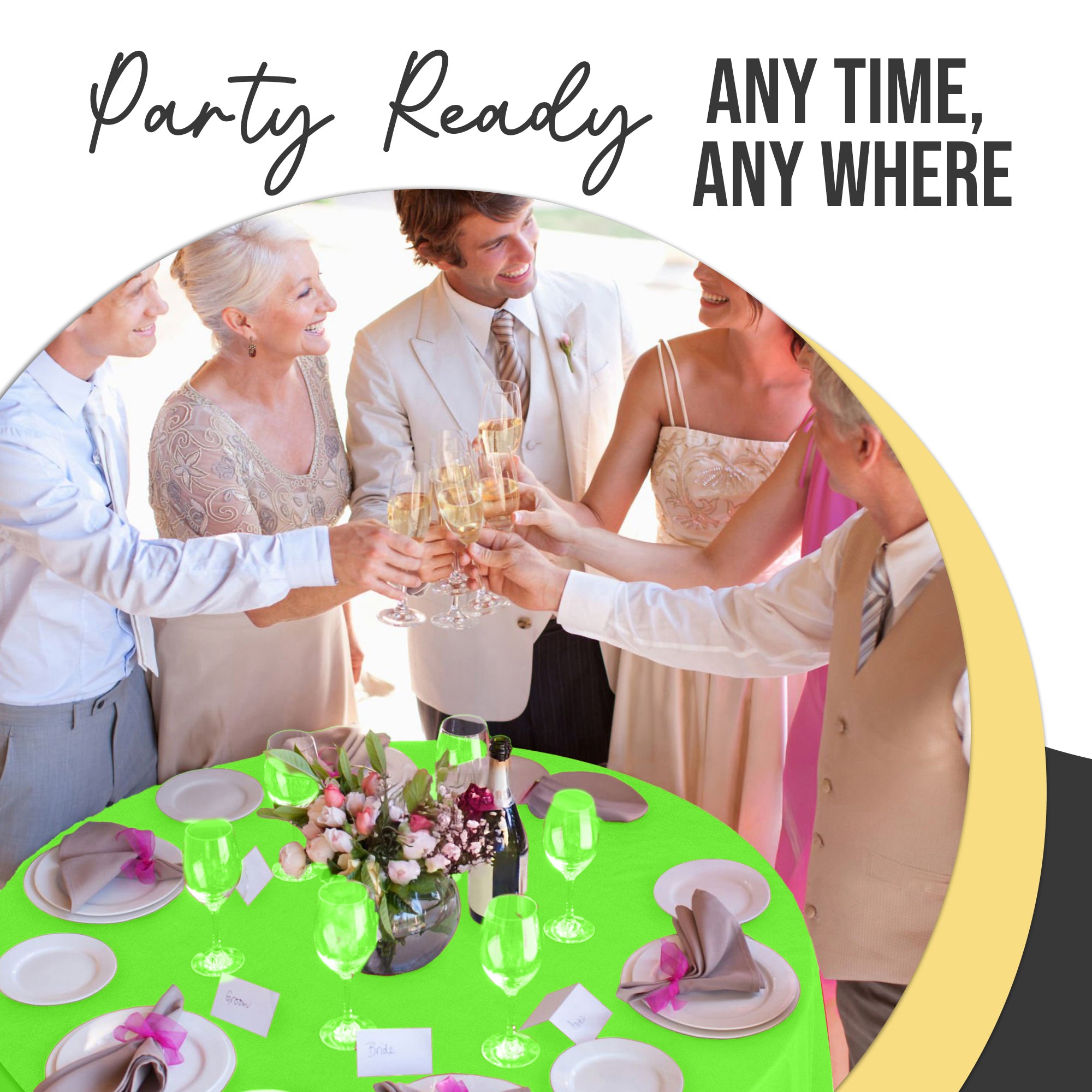 Premium Round Lime Green Plastic Table Covers | 6 Pack | 84 in.